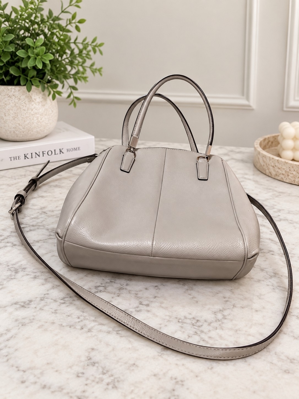 Coach Phoebe Pebble Leather Satchel Shoulder Bag Gray F35723 - Picture 5 of 7